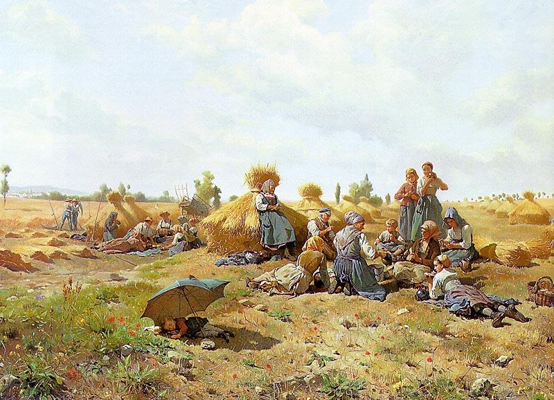 Daniel Ridgeway Knight Harvest Repast Sweden oil painting art